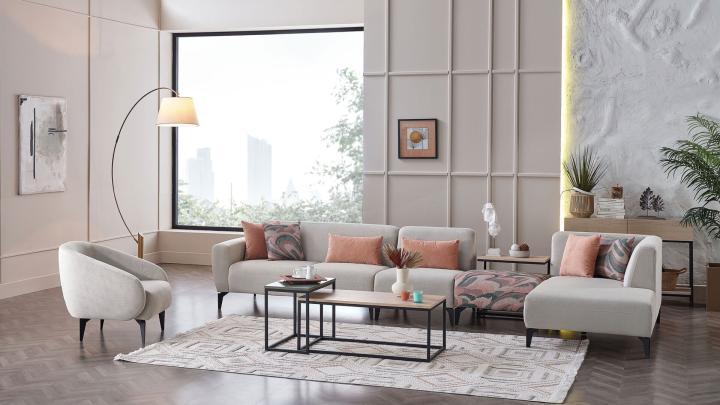 Модульный угловой диван Orleon - Норка - Черный цвет