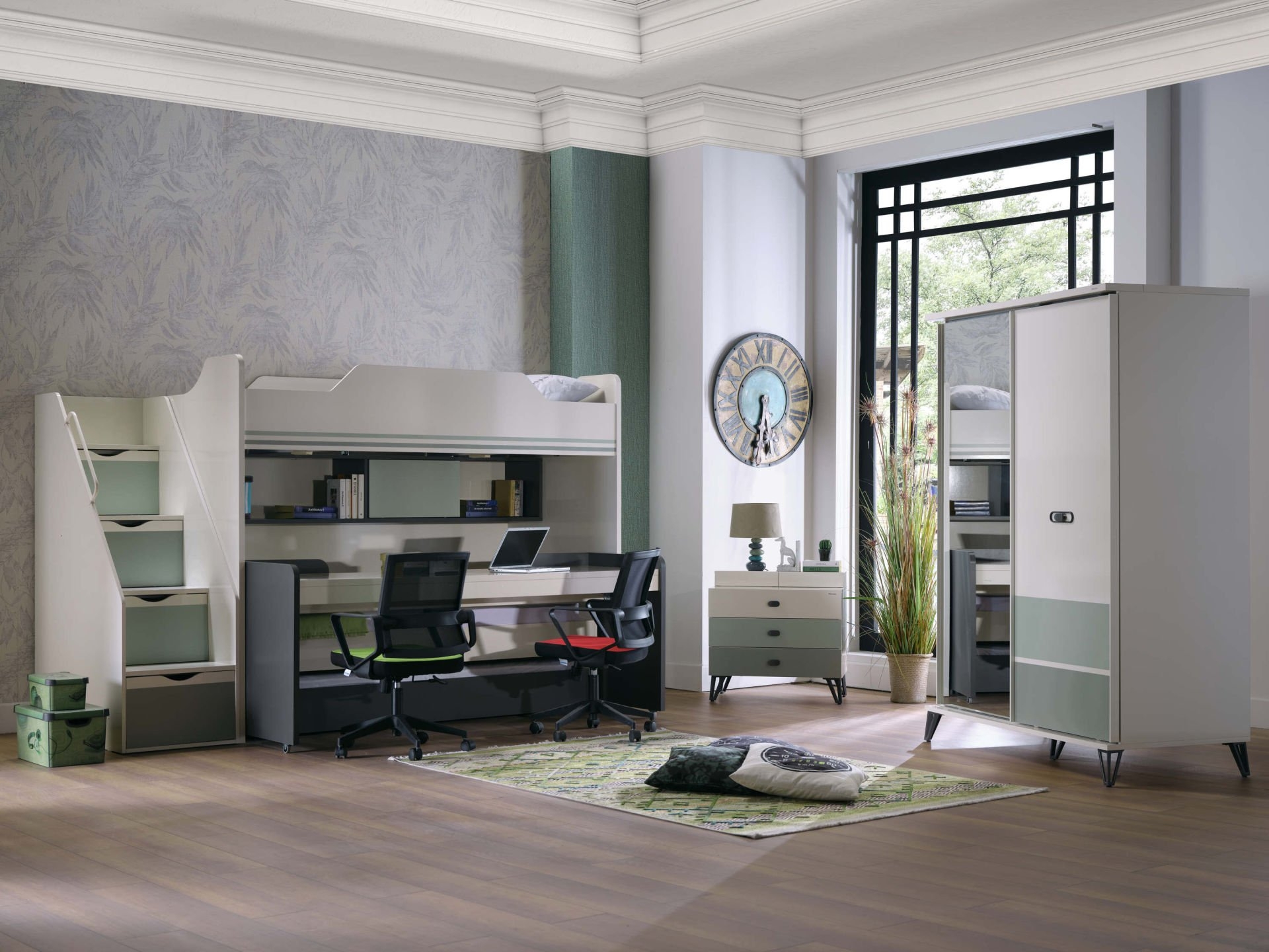 Двухъярусная кровать Menty Compact - Слоновая кость